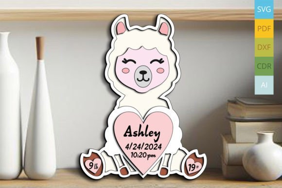 Tablero De Anuncios De Nacimiento De Bebe Llama Creativo Digital